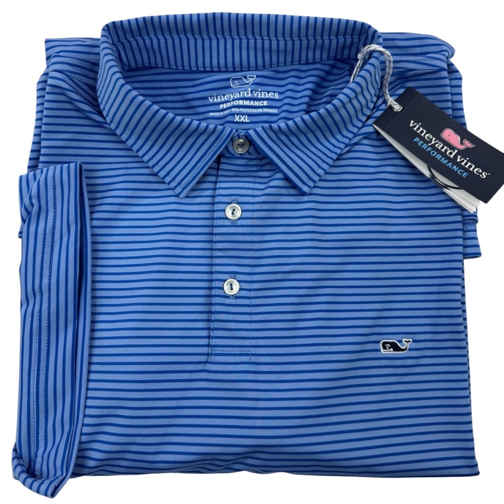 Vineyard Vines Mens XXL Bradley Stripe Sankaty Polo Maui Blue NEW NWT